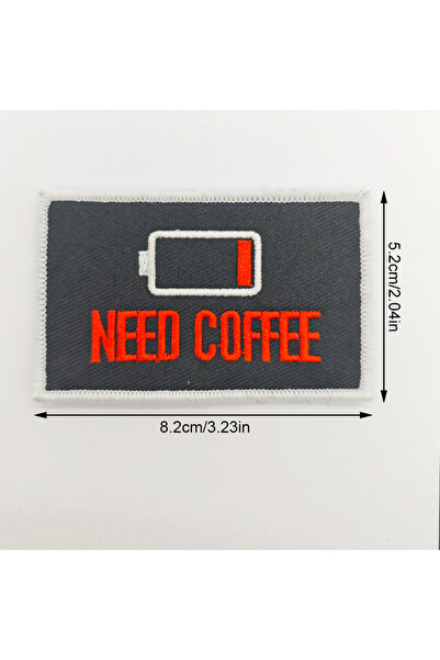 Choice 1pcs Need Coffee Low Battery Embroidered Patch Hook And Loop, Morale B...