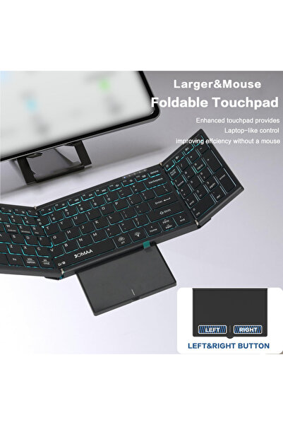 Choice3 لوحة مفاتيح لاسلكية قابلة للطي من جوما، سوداء اللون، بتصميم إنجليزي، ...