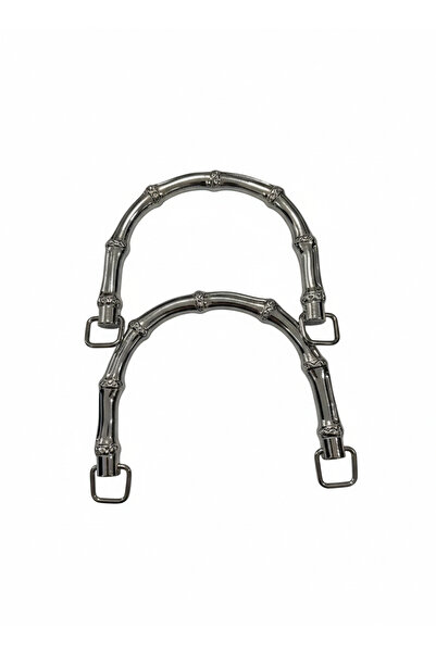 iğne izi 12 cm Metallic Silver Bamboo Shaped Bag Handle - with Steel Hanging ...