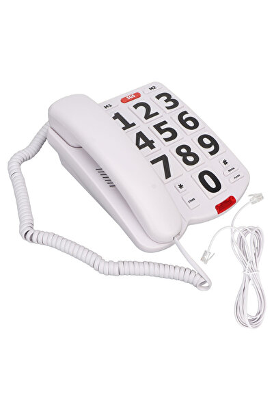 Choice WHITE Big Button Phone Simple Adjustable Volume Home Landline Phones f...