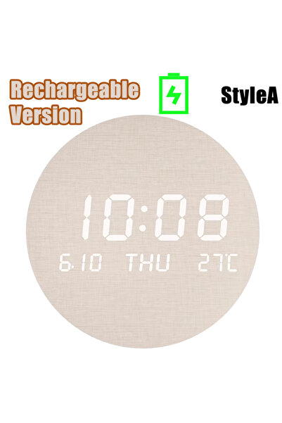 Choice StyleA Charging Simple Digital Wall Clk Temp Date Multi-function Displ...