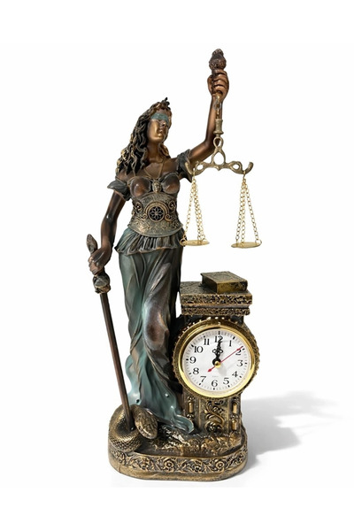 Epilons تمثال العدالة من البوليستر مع ساعة Alk4416