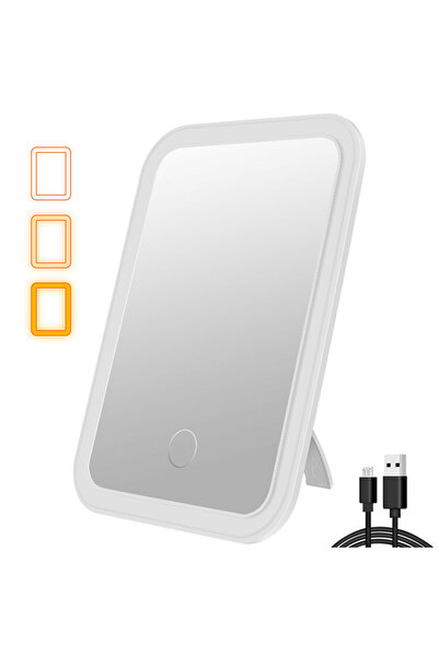 Choice White LED Makeup Mirror with Touch Screen Kickstand 3 Colors Dimmable ...