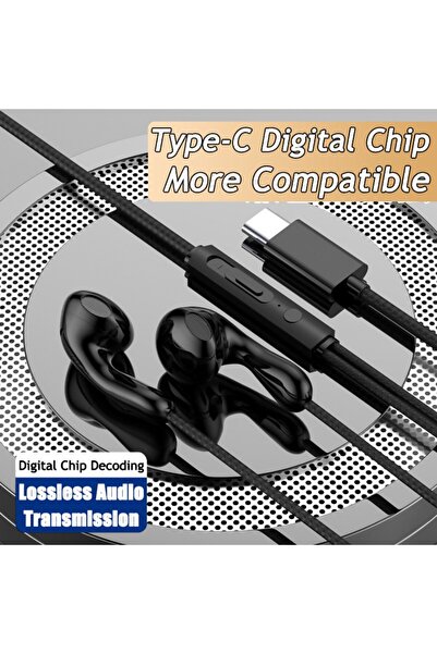 Choice7 سماعة أذن بأسلاك من النوع C سوداء اللون، متوافقة مع سماعات الرأس S24 ...