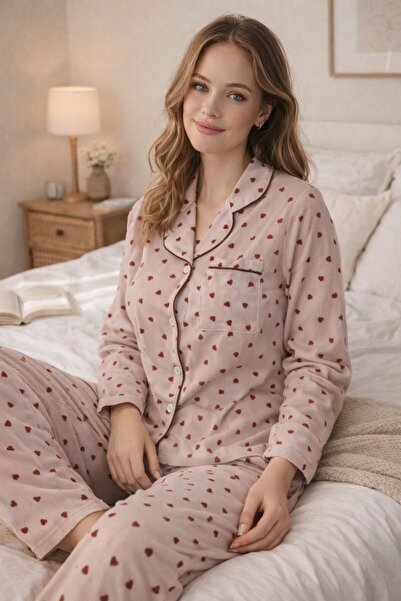 cdh çeyize dair herşey Heart-Embellished Front Button Women's Pajama Set – Lo...