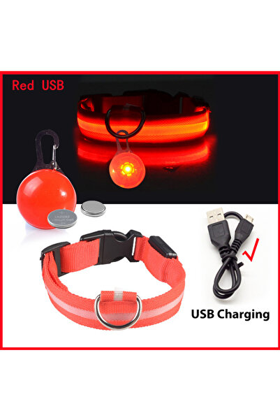 Choice60 XXL Neck 43-62 CM Red USB Usb Charging Glowing Dog Collar With Penda...