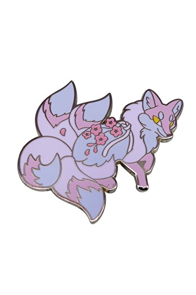 Choice قطعة واحدة من دبوس مينا صلب على شكل زهرة ثعلب بأربعة ذيول، نبات كرتوني...