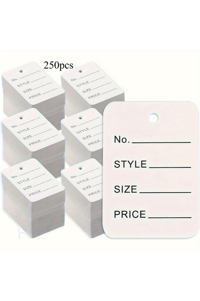Choice 250pcs 250pcs Blank White Paper Price Tags,Customizable Clothing Size ...