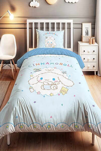 EVPANYA Cinnamorol Patterned Single Baby Kids Duvet Cover Set with Teddy Bear