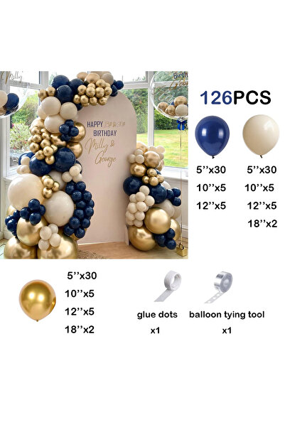 Choice As picture No1 Navy Blue Balloon Arch Garland Kit White Sand Metallic ...