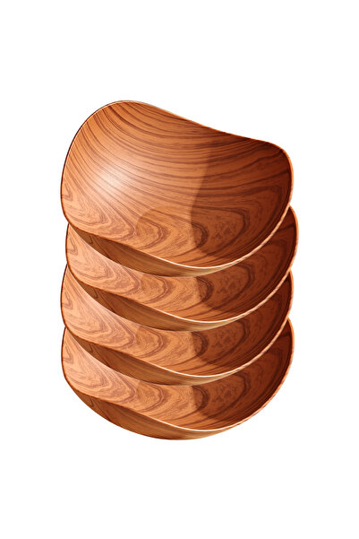 choice2 4Pcs Light Brown 1/2/4Pcs Creative Imitation Wood Grain Fruit Plate D...