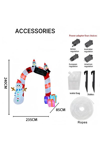 Choice3 EU 78HW2-240QM1837 7.87FT Inflatable Christmas Arch Snowman Penguins ...