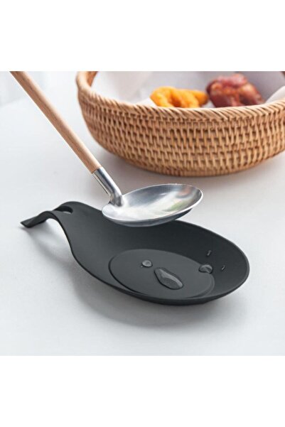 Choice M black 1pc-Silicone Spoon Rest Pad Food Grade Silica Gel Spoon Heat R...