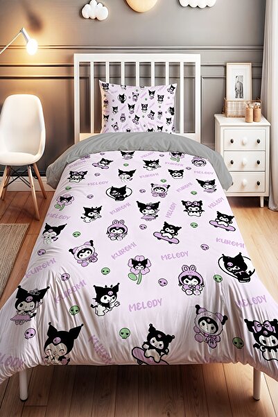 EVPANYA Fun Kuromi Patterned Single Baby Kids Bedding Set