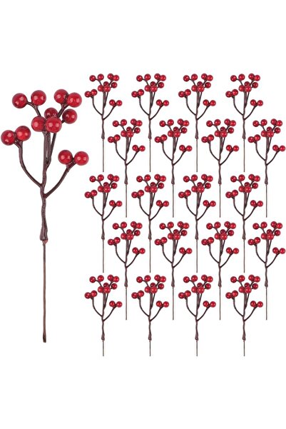 Choice1 10 قطع من النمط 1، 10/20 قطعة من نبات الهولي الاصطناعي، فاكهة حمراء ص...