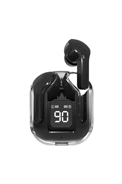Choice سماعة رأس بلوتوث لاسلكية شفافة أصلية T2 TWS سوداء اللون، صوت عالي الدق...