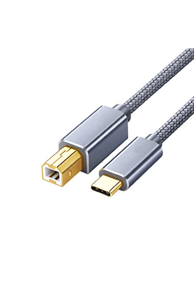 Choice كابل طابعة رمادي اللون بطول 1.5 متر، من نوع USB-C إلى USB-B 2.0، مضفر،...