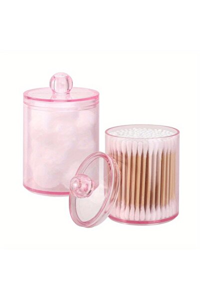 Choice1 حامل كرات قطن (قطعتان/3/4 قطع)، منظم مكياج وردي اللون، برطمان صيدلاني...