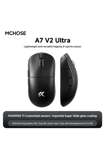 Choice1 ماوس الألعاب A7 V2 Ultra أسود من MCHOSE، مستشعر PAW3950 TI، ثنائي 800...