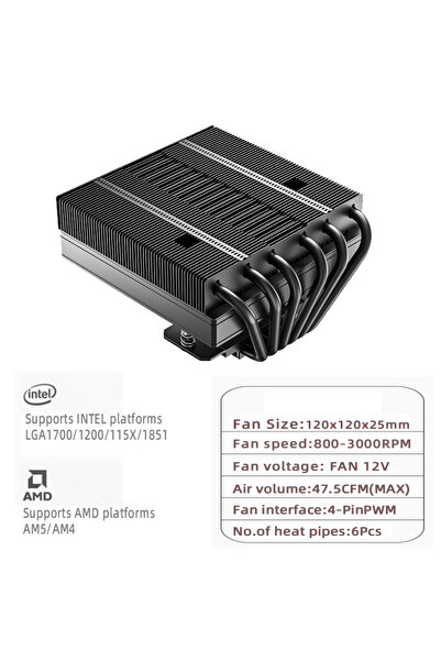 Choice بدون إضاءة RGB، أسود، مشعاع تبريد المعالج ID-COOLING IS-77 ذو ملف تعري...