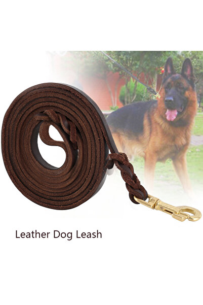 Choice1 1.6m Dog Leash Long Genuine Leather Dogs Leashes Braided Pet Walking ...