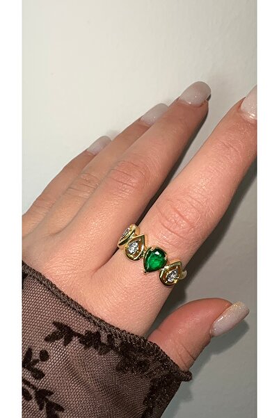 GLARE JEWELRY CO Adjustable Gold Stainless Steel Bracelet with Green and Whit...