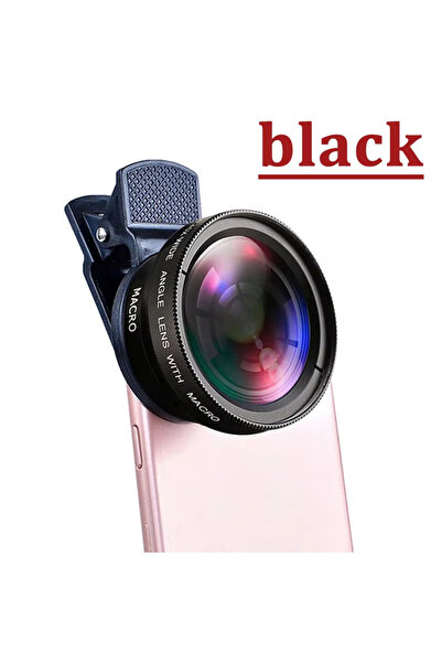 Choice عدسة 2 في 1 سوداء بمشبك عالمي 37 مم عدسة احترافية للهواتف المحمولة 0.4...