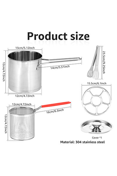 Choice1 Set C Deep Fryer with Strainer Basket and Handle Stainless Steel Fry ...