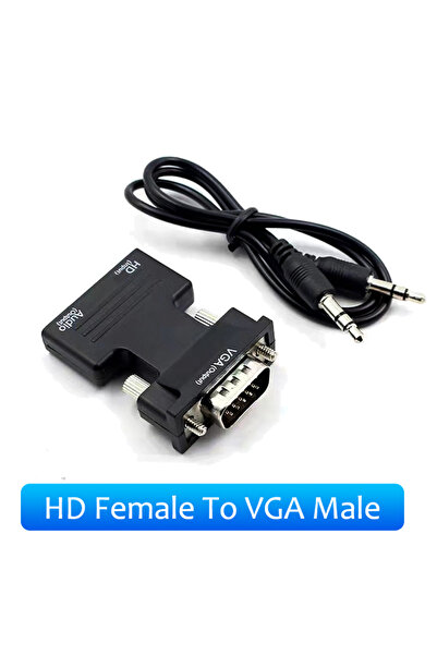 Choice كابل صوت، محول HDMI إلى VGA عالي الدقة 1080 بكسل، مع كابل صوت 3.5 ملم.