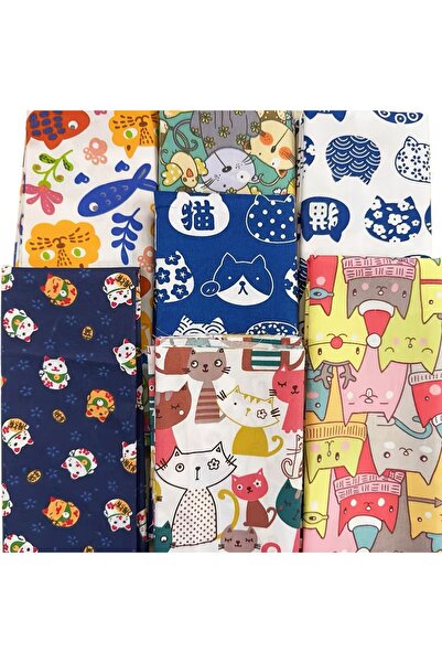 Choice 25x25cm MULTI 7 pcs cute cat series printed decorative cotton cloth, p...