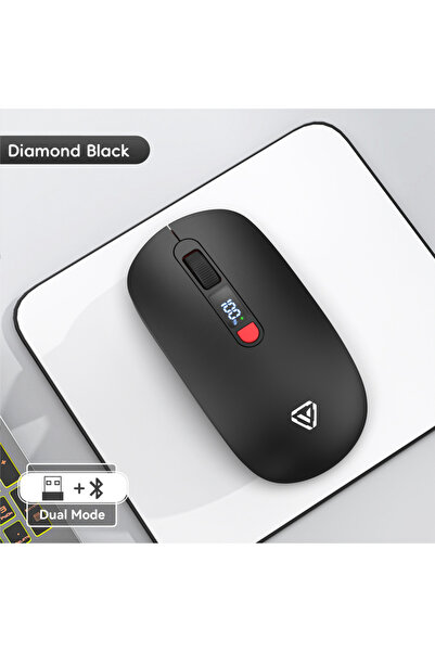 Choice1 ماوس لاسلكي بتقنية بلوتوث 2.4 جيجا هرتز، أسود اللون، مزود بزر كتم الص...