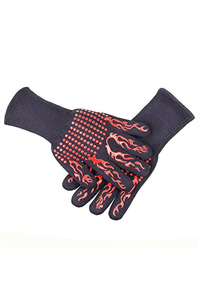 choice2 1pc Men Red 2 Heat-resistant Single Barbecue Gloves Anti-scalding Sil...