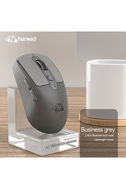 Choice ماوس FREEWOLF A3 Bass اللاسلكي الصامت ذو اللون الرمادي، مصنوع من مادة ...