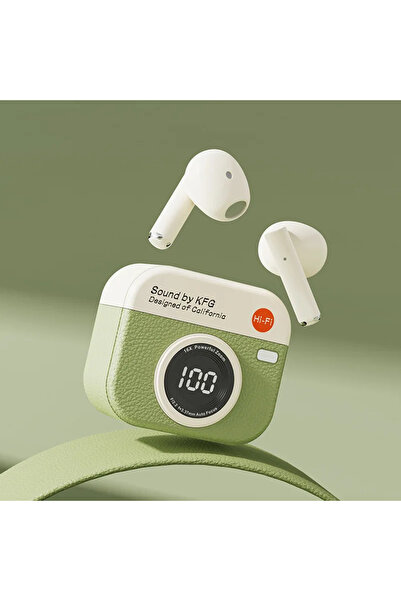 Choice1 سماعات أذن لاسلكية خضراء بتصميم كاميرا ريترو Q86، سماعات أذن نصف داخل...