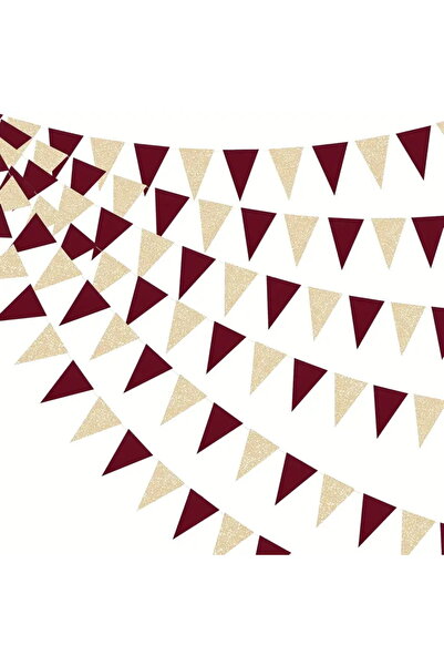 Choice 12 قطعة من رايات المثلثات الذهبية والحمراء، أعلام ورقية مثلثة الشكل لت...