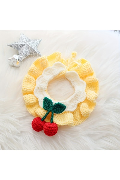 Choice3 مريلة للحيوانات الأليفة قماش منقش الفراولة الصفراء، ربطة عنق ناعمة من...