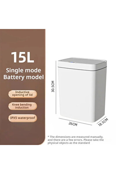Choice 15L White Smart Automatic Induction Trash Bin with Cover Storage Baske...