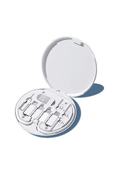 Choice صندوق تخزين كابلات بيانات متعدد الوظائف محمول باللون الأبيض، وحامل شحن...