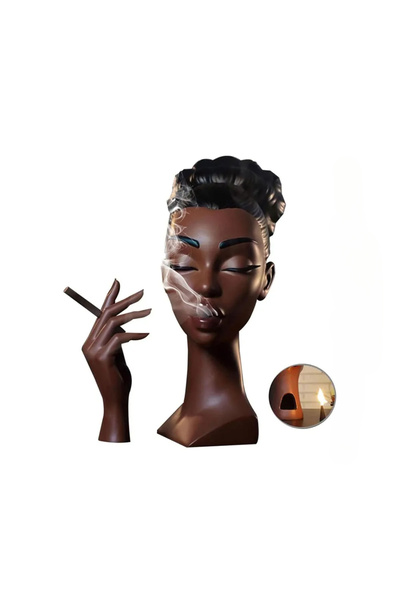 Choice3 مبخرة بخور على شكل رأس امرأة سوداء G3706A - تمثال هيدسينتس لتدفق الهو...