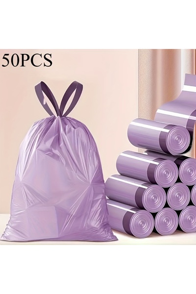 Choice PURPLE 50 Purple Drawstring Trash Bags, High-Quality Plastic Waste Bag...