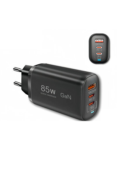 Choice شاحن سريع 85 واط من نوع GaN، أسود اللون، يدعم 20 واط/45 واط/65 واط، مز...