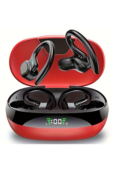 Choice سماعات رأس لاسلكية بتقنية بلوتوث، مزودة بشاشة LED حمراء على الأذن، وخا...