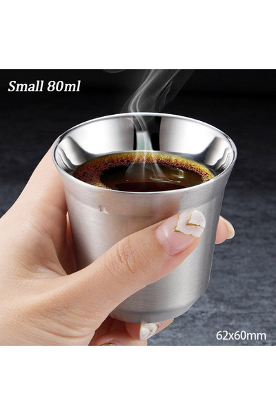 Choice كوب قهوة من الفولاذ المقاوم للصدأ مزدوج الجدار، سعة 51-100 مل و80 مل، ...