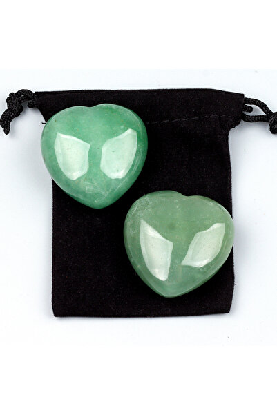 Choice قطعتان حقيبة هدايا، 40 مم، حجر اليشم الطبيعي على شكل قلب، كريستال أفين...