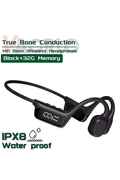 choice2 سماعة رأس سوداء مقاومة للماء IPX8 للسباحة مزودة بتوصيل عظمي وبلوتوث 5...