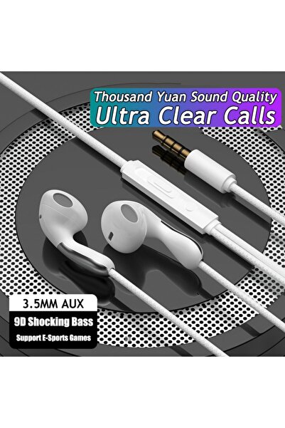 Choice5 سماعة أذن سلكية بيضاء من النوع C بمقبس 3.5 ملم، متوافقة مع سماعات الر...