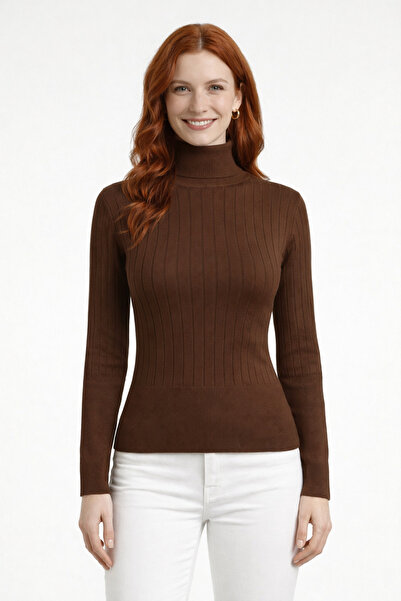 Neden Tekstil Full Turtleneck Ribbed Waist Detailed Knitwear Sweater