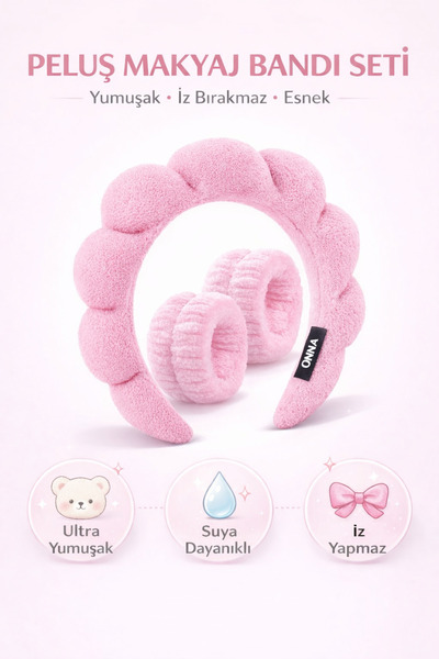 Sibelon Peluş Makyaj Bandı | Saç Taç - Spa Seti – Ultra Yumuşak