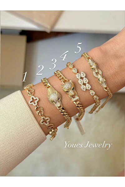 YOUES JEWELRY CM Lüx 14K Altın Renk Premium Kuyumcu Model Bileklik Altın Kapl...