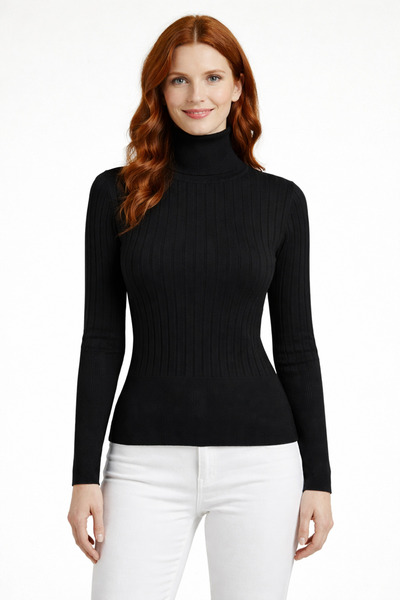 Neden Tekstil Full Turtleneck Ribbed Waist Detailed Knitwear Sweater